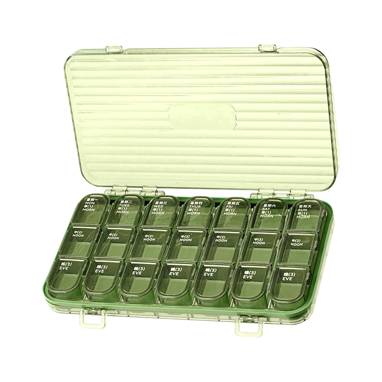 Magideal - Organizador Diario De Pastillas, Dispensador De Pastillas, Pastillero De Viaje Diario, Pastillero Grande, Organizador De 7 Pastilleros Para Monedero D Verde