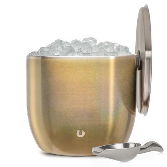 Cubo Snowfox 7 L Dorado Brillante Aislado con Cuchara