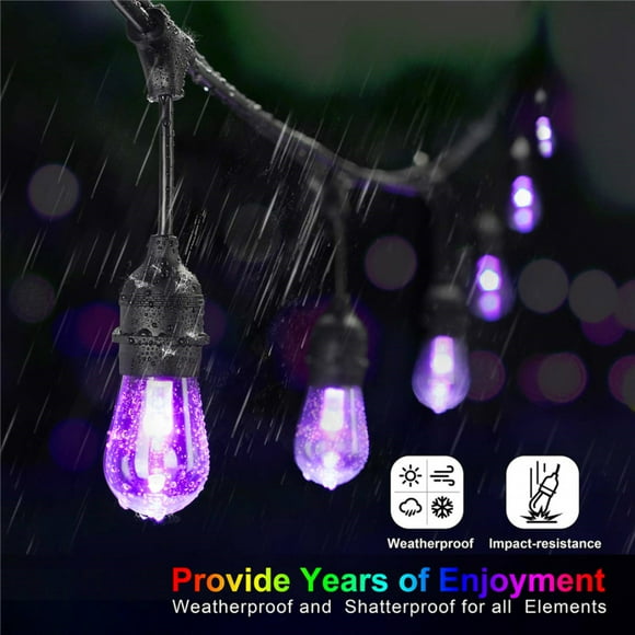 Luces Rgb Solar Con Control Remoto 15 Ampolletas 15mt Ip65