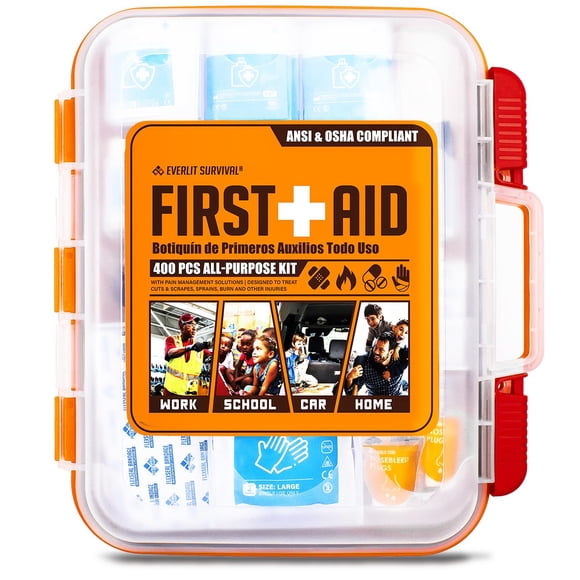 Kit de primeros auxilios EVERLIT 400 uds Cumple con OSHA - Naranja