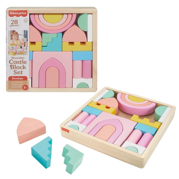 Bloques Madera FisherPrice Castillo 28 Piezas Montessori