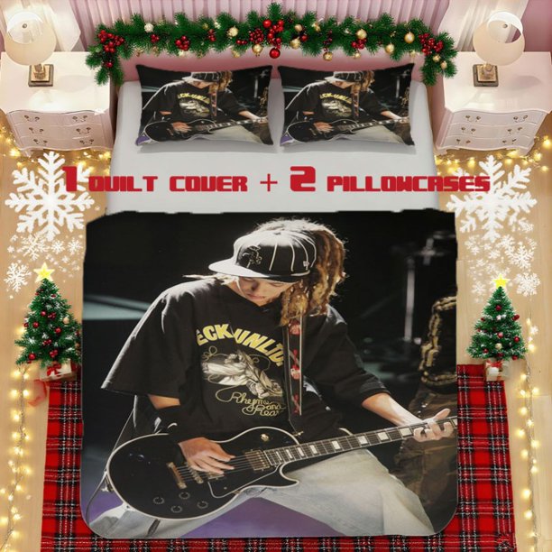 Bedding Set Featuring Tom Kaulitz'S White Guitar Made of Polyester Fabric Decorative And Warm