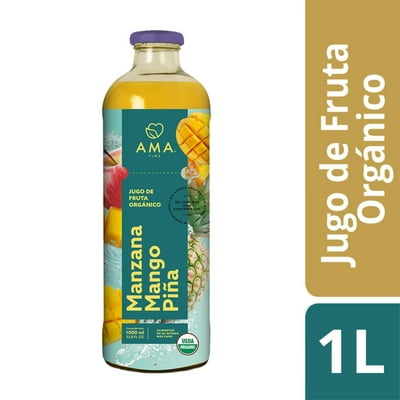 Jugo Rrfrigerado Manzana Mango Piña Orgánico Botella 1 Ama Time