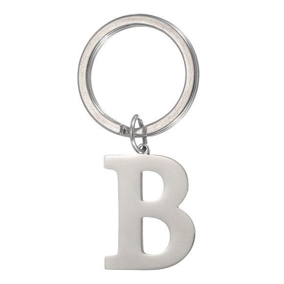 Uxcell Llavero de Letra Inicial Hombres Mujeres A-Z Llavero Plata Letra B