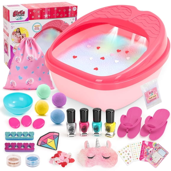 Spa para pies para niños IPOOLTENG con kit de uñas y luces de colores