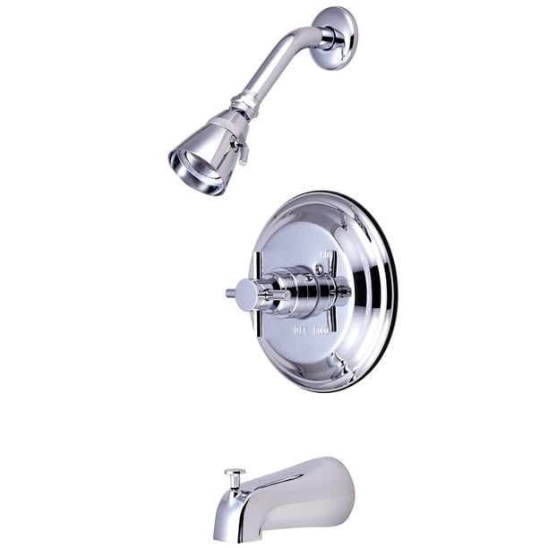Grifo Kingston Brass Concord de una sola manija para tina y regadera, cromo pulido