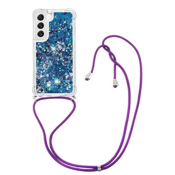 Funda FOXDOCK para Samsung Galaxy S22 con Cuerda Ajustable, Brillo Líquido, Protección Antigolpes y Lente – Ideal para Regalo