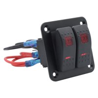 Magideal - Panel De Interruptores Basculantes De 12 V/24 V, 2 Marchas, Encendido Y Apagado, Led Retroiluminado Rojo, 5 Pines, Resistente Al Agua, Para Coches