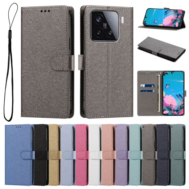 Cartera para Xiaomi 15 con Soporte y Correa, Gris
