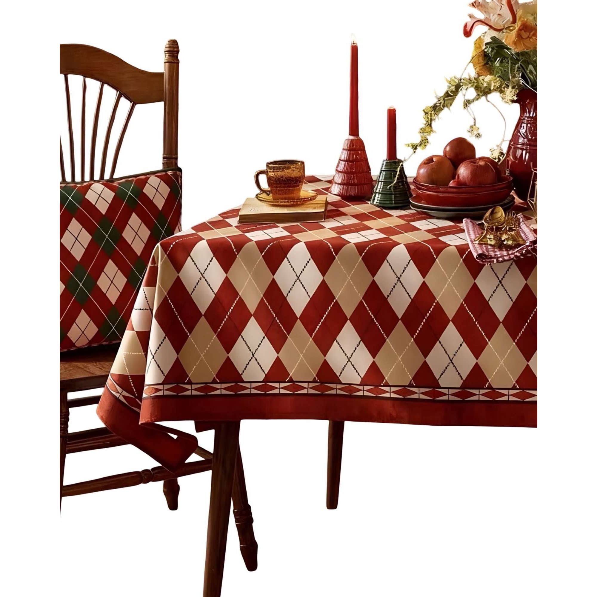 Teng Fei - Set De Mantel Con 6 Fundas De Sillas Antimanchas Navideño 140x220 Cm J1