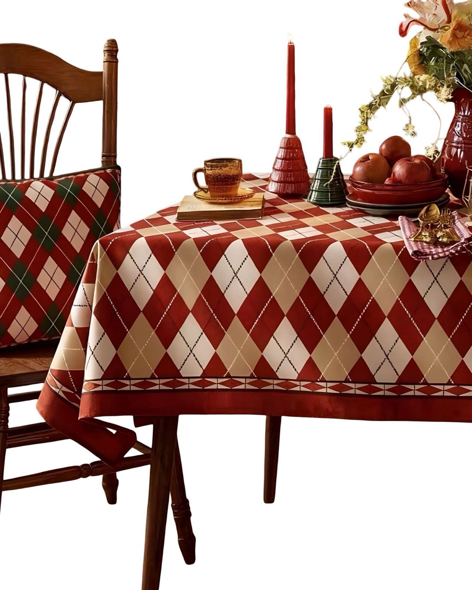 Teng Fei - Juego Mantel Más 6 Fundas De Sillas Antimanchas Navideño 140X220