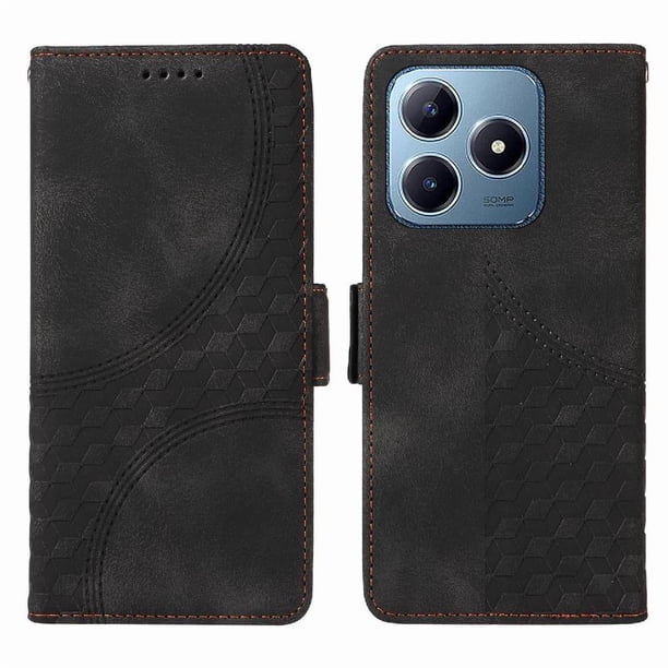 Carcasa FOXDOCK Realme C63 de cuero PU, diseño acolchado clásico, protección contra caídas y rayones