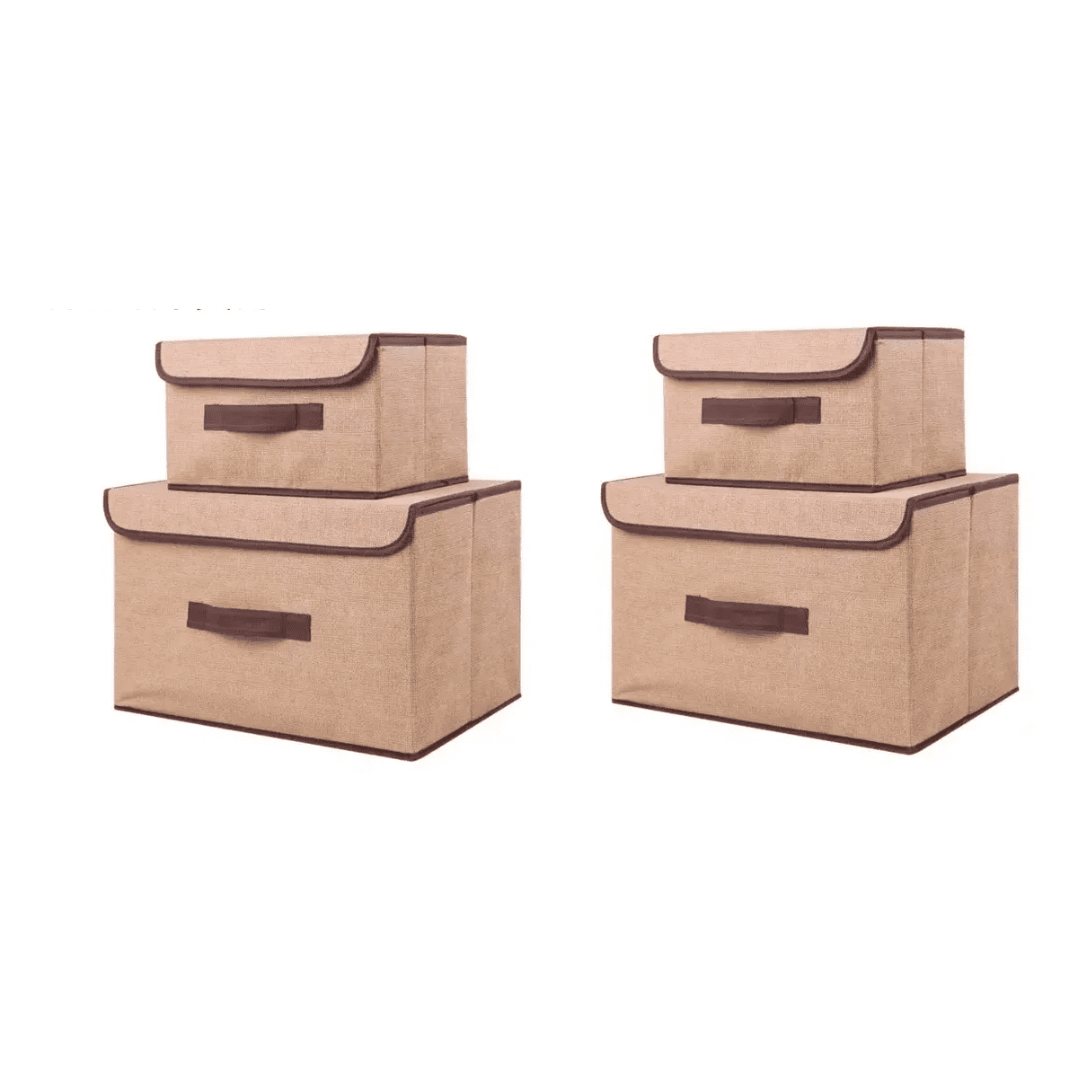 4 Unidades Cajas Organizadoras Belug De Tela Plegables Con Tapas Beige