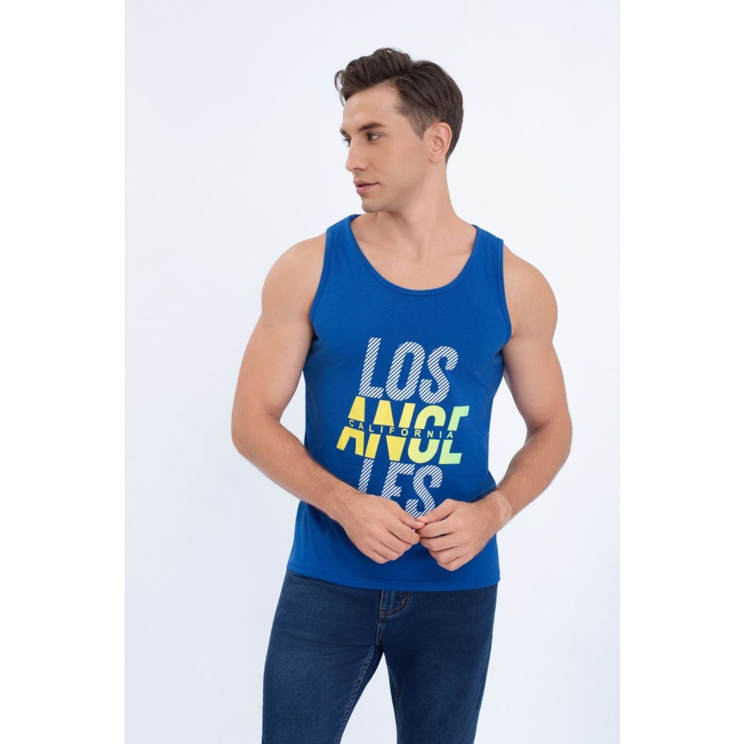 Likeshop - Polera Musculosa Hombre Sin Mangas Colores Los Angeles 7605