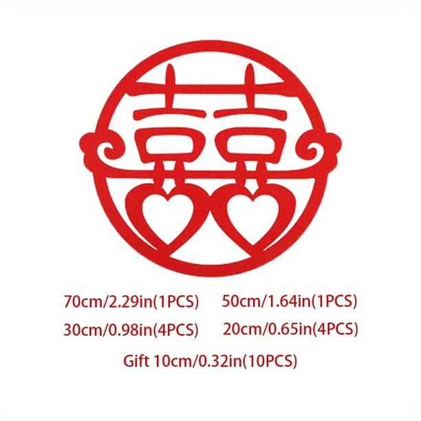 20pcs Chinese Style Xi Character Non-woven Stickers - Perfect for Decorating Your Wedding Room, Door, and Window!