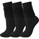 thumbnail image 1 of Xiao Hua 3 Pares de Calcetines Apilados, Calcetines de Bota de Punto de Algodón, Calcetines Largos Suaves, Calcetines Apilados de Invierno, Negro, 1 of 4