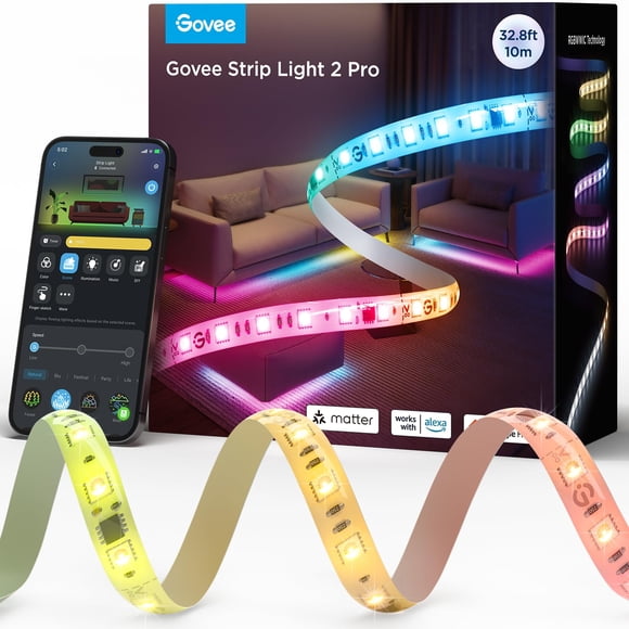 Tira de luces LED Govee RGBIC Strip Light 2 Pro de 32.8 pies con Matter