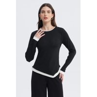 Fashionspark - Polera Mujer Borde En Contraste Negro