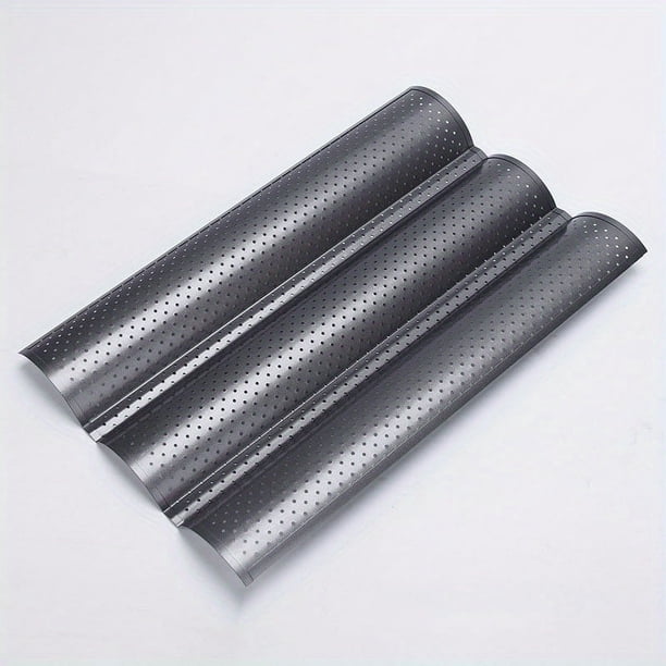 1pc, Baguette Pan (9.84''x14.96''), Nonstick Carbon Steel French Bread Baking Pan, Perforated 2/3/4 Loaves Baguettes Bakery Tray, Baking Tools, Kitchen Gadgets, Kitchen Accessories, Home Kitchen Items