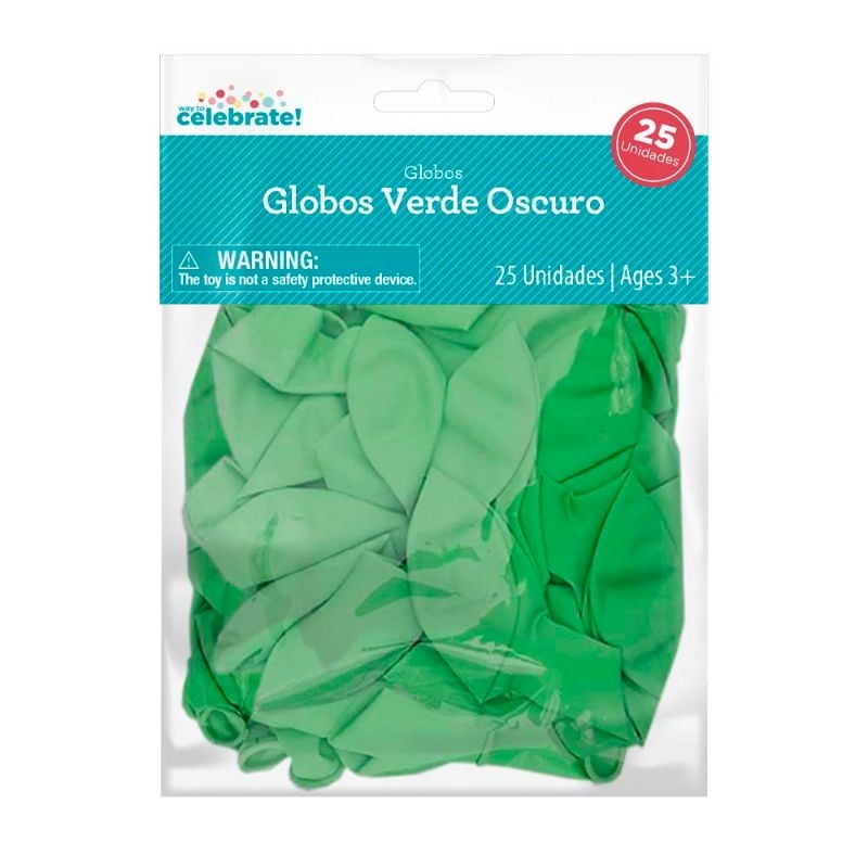 Set 25 Globos De Látex Color Verde Oscuro Way to celebrate