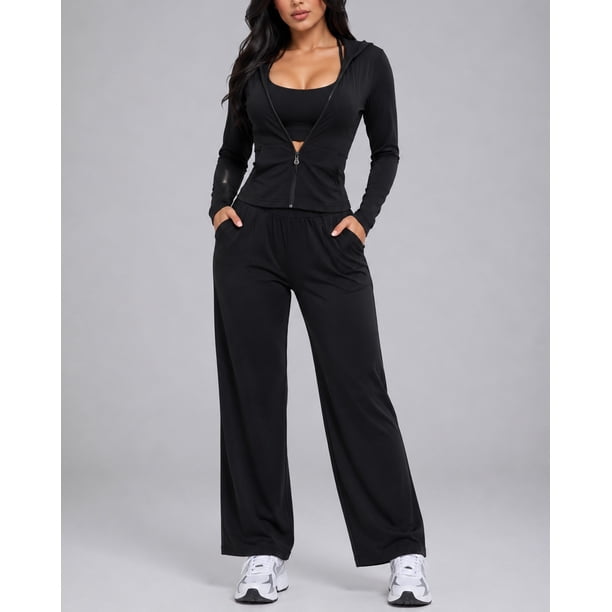 Conjunto Deportivo Mujer 3 Piezas Peto Chaqueta Y Palazzo