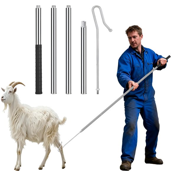 Gancho capturador de ovejas y cabras ReuVibk 112-150 cm de acero inoxidable