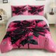 thumbnail image 1 of Black Rose And Pink Star Print bedding Includes One Duvet Cover And Two Pillowcases Without Filling for Bedroom Hotel Guesthouse And Dormitory Use, 1 of 1