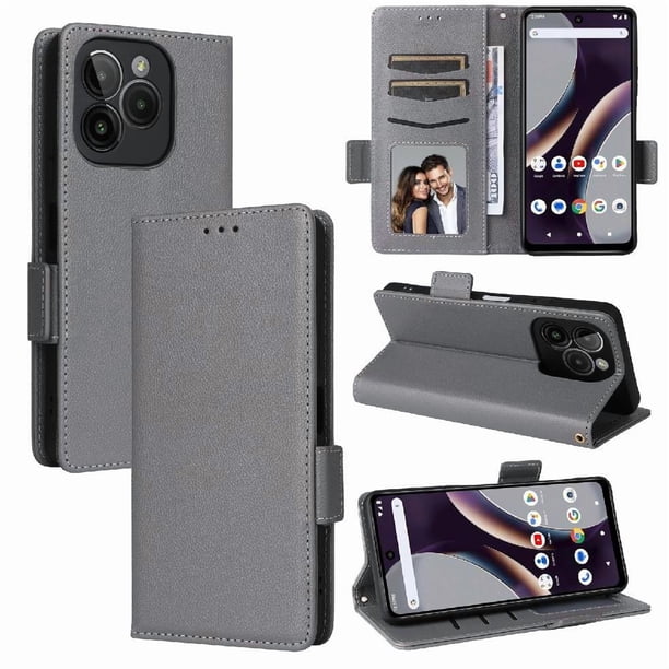 Funda Cartera para BLU G54 Tapa Flip con Ranuras y Soporte Gris