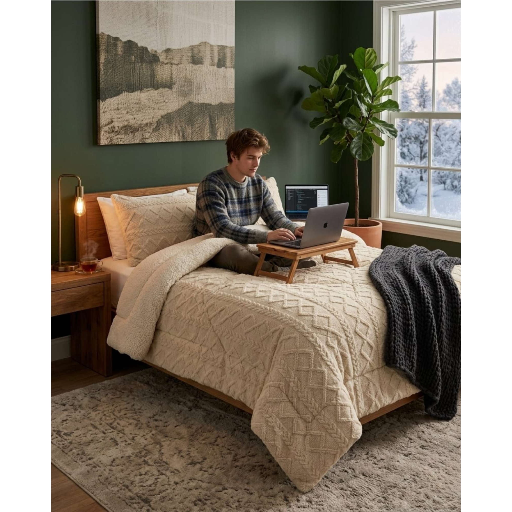 Todo Para El Hogar - Plumón Térmico Trenzas De Terciopelo King