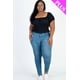 thumbnail image 2 of top Casual de Punto Acanalado Liso con Mangas Abullonadas Fruncidas de Talla Grande, 2 of 5