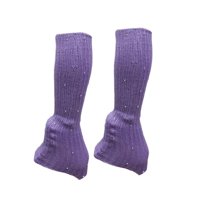 Magideal - Calentadores De Piernas Para Patinaje Artístico, Calcetines Portátiles Y Cómodos De Punto Largos Con Diamantes De Imitación Para Fiestas De Baile De 1 Púrpura