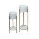 thumbnail image 1 of set 2 maceteros con pedestal metal blanco dorado, 1 of 4