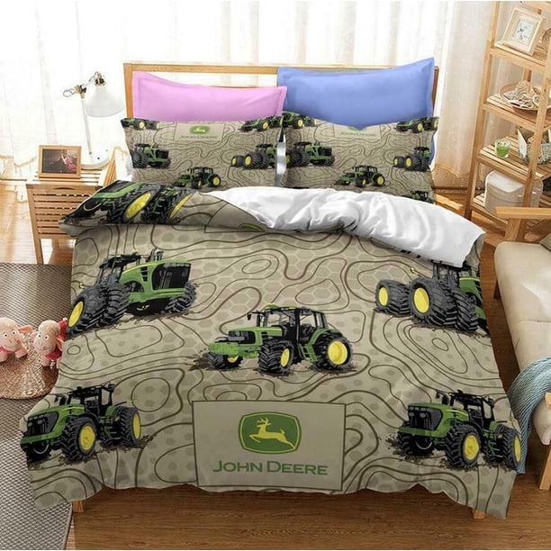 Kids Gifts Pickup Tractor Quilt Duvet Cover Set Bedspread3-Piece Bedding Set