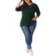 thumbnail image 2 of Agnes Orinda Conjuntos de Halloween para Mujeres Tallas Grandes Tops de Escuela Universitaria Manga 3/4 Blusa Casual Elegante de Punto a Rayas Cuello Asimétrico Camiseta de Moda 2X Verde Oscuro, 2 of 6
