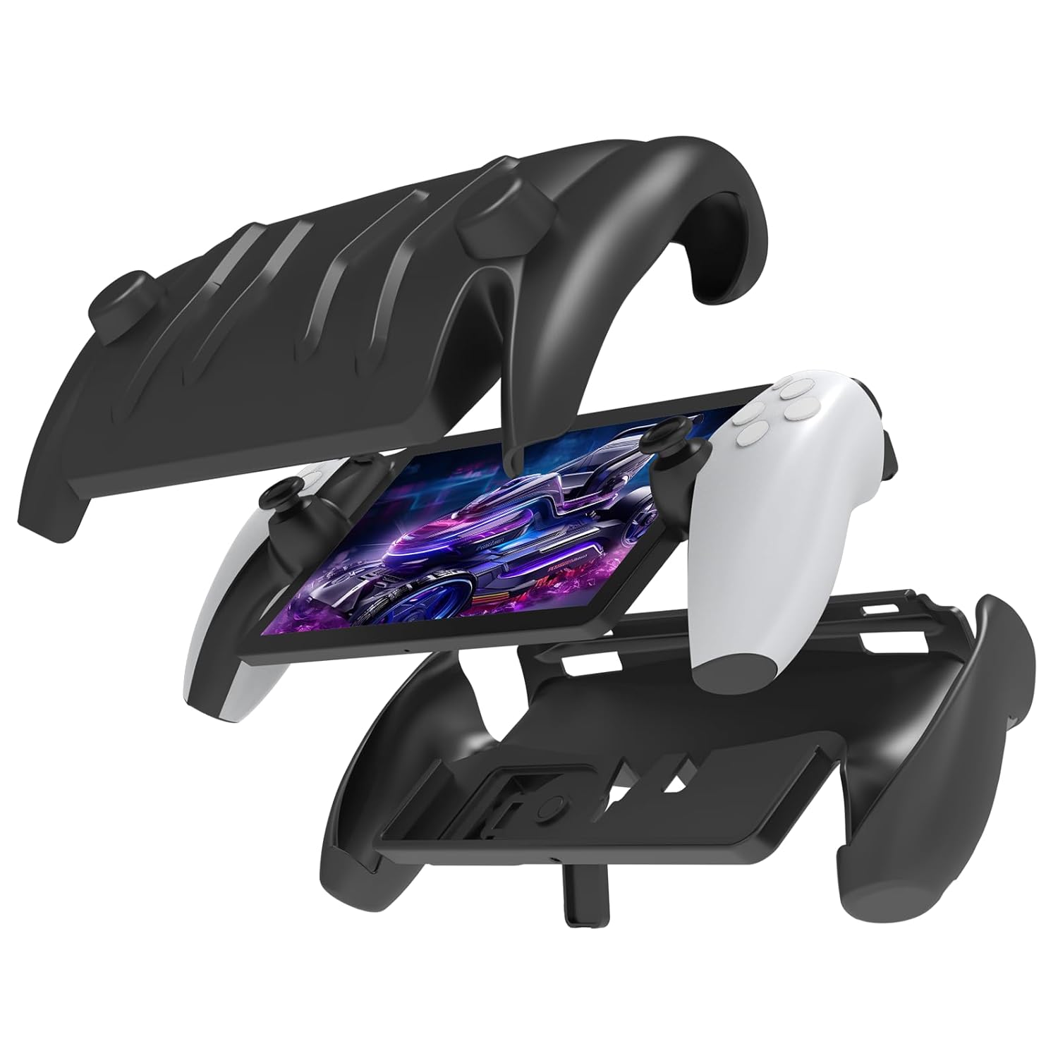 Genérico - Funda Protectora Completa Compatible Con Playstation Portal,Ps5 Portal Tpu Funda Trasera Con Soporte Ajustable Y Cubierta Frontal Desmontable-Negro