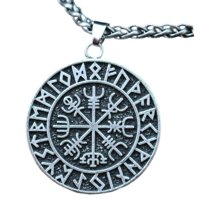 Ioensy - Collar Con Colgante De Escudo Vikingo Nórdico De Acero, Regalo Para Hombre, Cadena De Metal Plateado