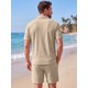 thumbnail image 3 of INSPIRE CHIC Conjunto de Camisa y Pantalones Cortos Texturizados para Hombre Verano Playa 2 Piezas Talla XL Caqui, 3 of 5