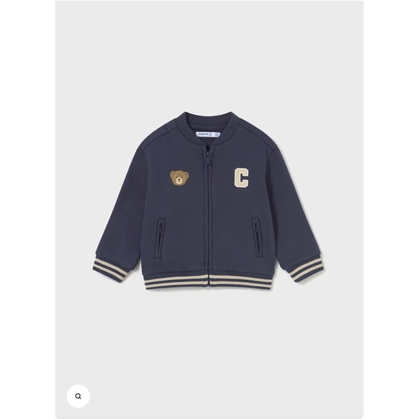 Sudadera tipo Bomber con aplique decorativo. azul 12 Meses