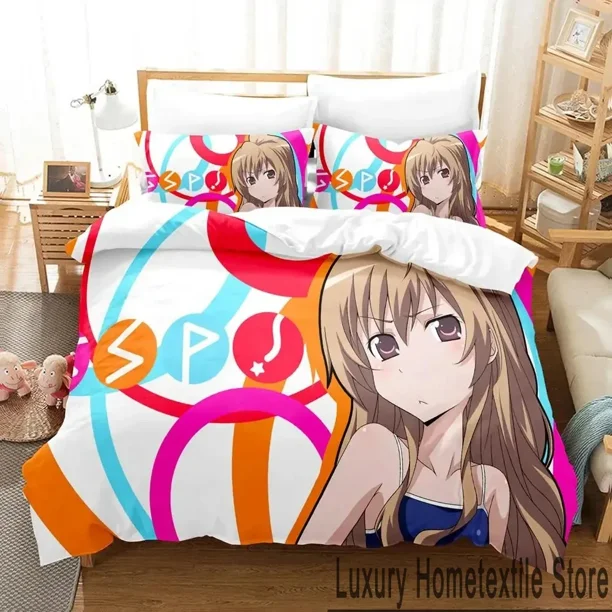 Toradora TIGER DRAGON Bedding Set Boys Girls Size Duvet Cover Pillowcase Bed boys Adult Home Textileextile Bed Sheets