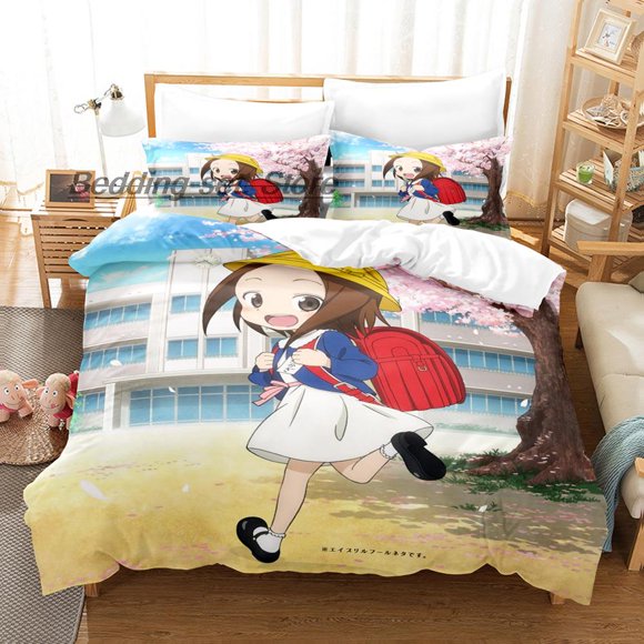 Teasing Master Takagi-san Bedding Set Bed Set Aldult Kid Bedroom Duvetcover Sets Kawaii Bed