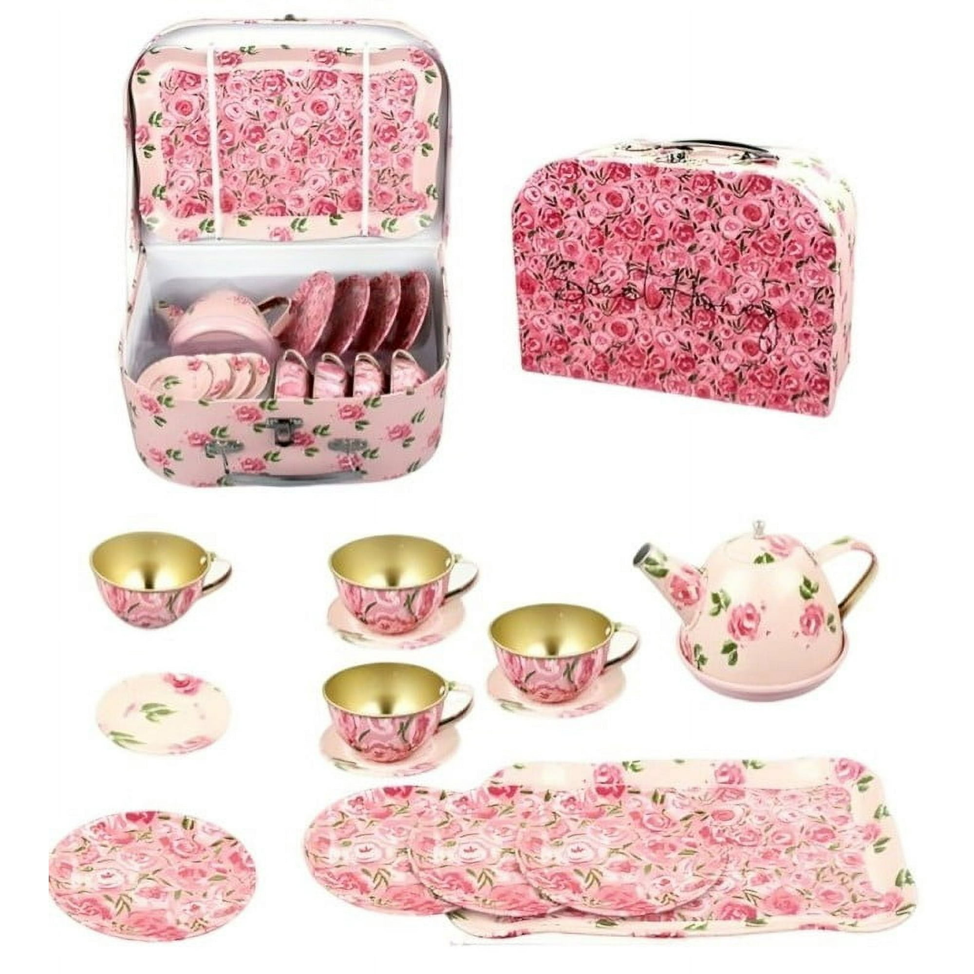 Genérico - Set Tetera Metalico Caja Rosa