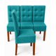 thumbnail image 2 of Pack 4 sillas de comedor, respaldo curvo, estilo capitoné, color turquesa, 2 of 4