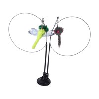 Ioensy - Juguete De Varita De Plumas Para Gatos Con Ventosa Para Gatos De Interior, Ejercicio De Entrenamiento Para Rascar Libélula Y Gusano