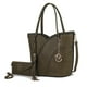 thumbnail image 1 of Bolso Tote con Cartera de Muñeca para Mujer, MKF Collection, Set de Bolso de Hombro en Cuero Vegano - Oliva, 1 of 3