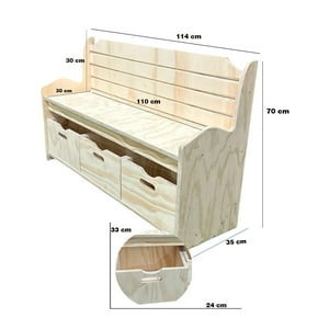 Genérico - Banco Organizador Montessori De Madera Para Niños Con 3 Cajones