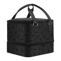 Bothyi - Organizador De Esmaltes De Uñas De Doble Capa, 2 Niveles, Para Suministros De Arte, Kits De Cosméticos Para Uñas, Color Negro Con Cremallera