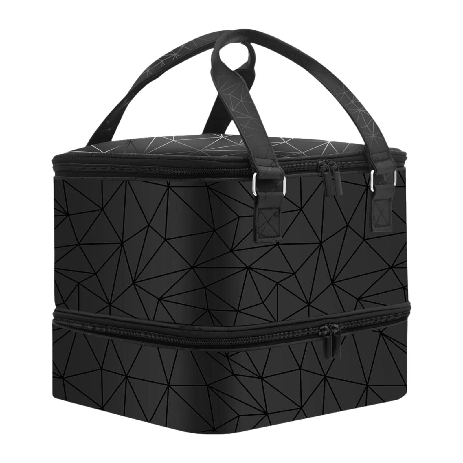 Bothyi - Organizador De Esmaltes De Uñas De Doble Capa, 2 Niveles, Para Suministros De Arte, Kits De Cosméticos Para Uñas, Color Negro Con Cremallera