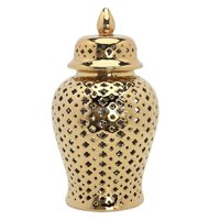 Magideal - Jarrón De Tarro De Jengibre De Celosía Tallada De Cerámica, Organizador De Arreglos Florales, Centro De Mesa Para El Hogar, Oficina, Estantería, Sala