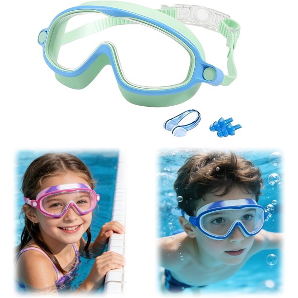 Gafas natación niños HD montura grande verano visión amplia antivaho clases natación