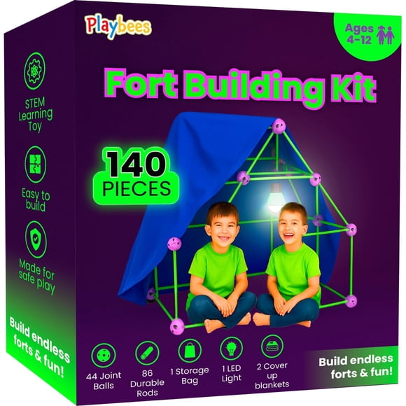 Kit para construir fuertes Playbees de 140 piezas, juguete STEM para niños de 4 a 12 años